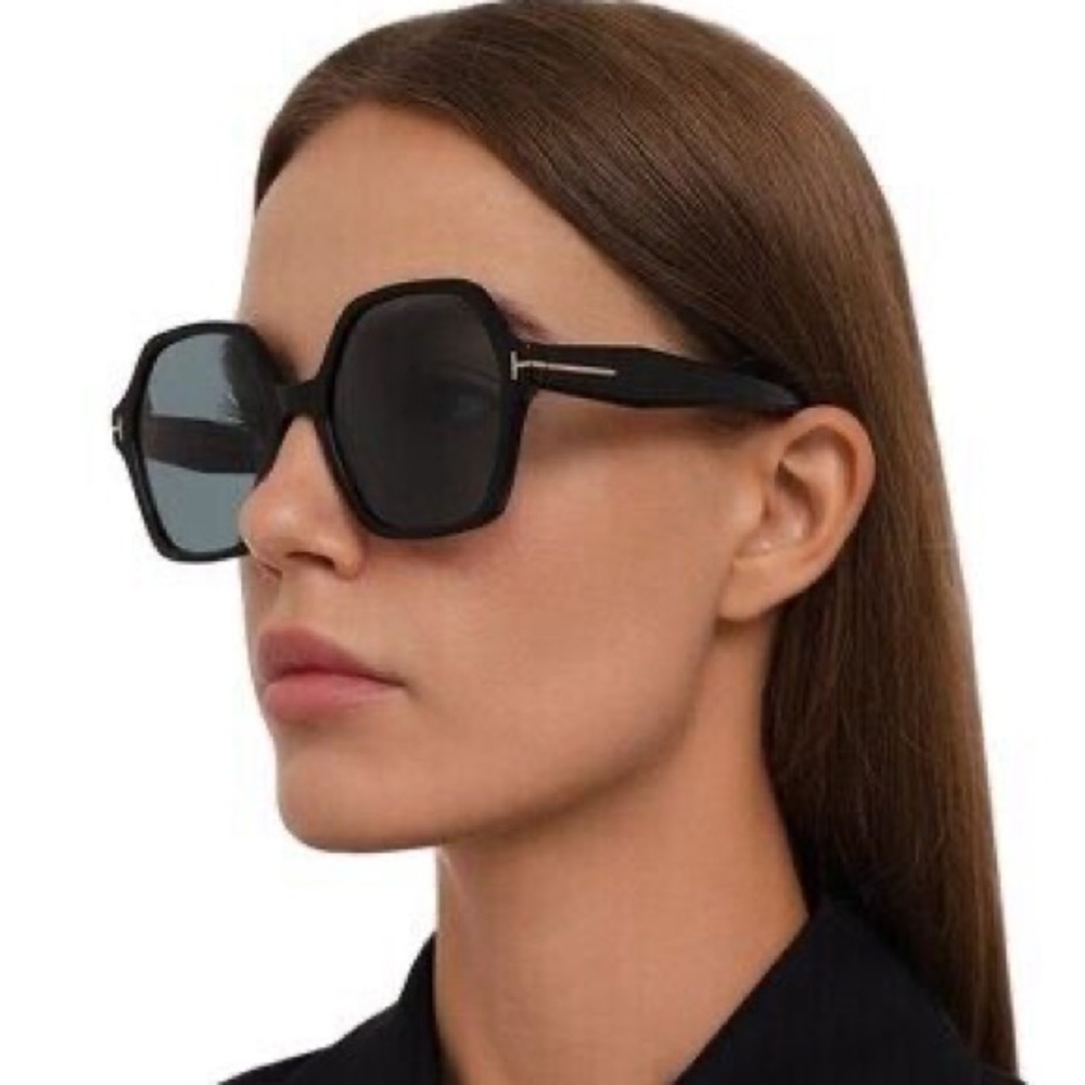 Tom Ford Black Oversized Geometric Sunglasses